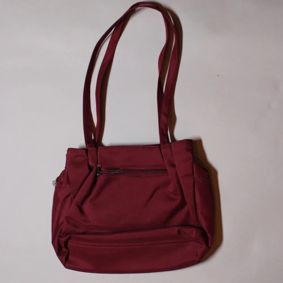 Burgundy Microfiber Shoulder Purse - Picture 2 of 8